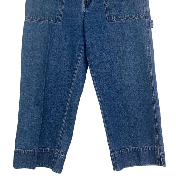 Vintage Bill Blass Cargo Capri Jeans 10 Blue High Waisted Hammer Loop 90s Y2K - Picture 3 of 12